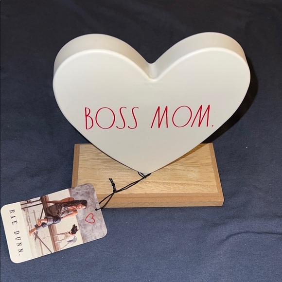 Rae Dunn Other - Rae Dunn White Heart with Red 'Boss Mom'